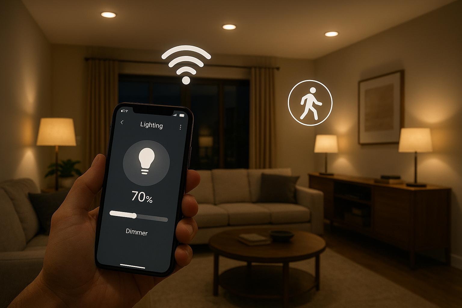 Por que instalar luminárias LED inteligentes em casa traz economia e segurança, oferecendo controle prático, eficiência energética e proteção para seu lar. (imagem gerada com inteligência artificial)