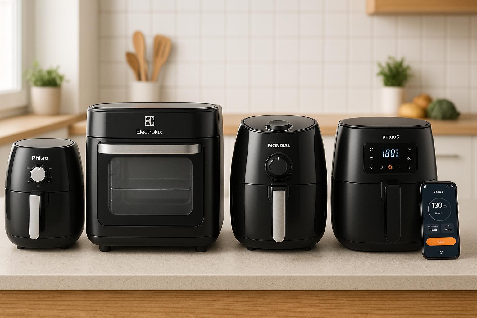 Qual a melhor marca de Air Fryer? Descubra em 2025 as opções ideais para sua cozinha, com dicas de potência, capacidade e tecnologia para facilitar seu dia a dia. (imagem gerada com inteligência artificial)