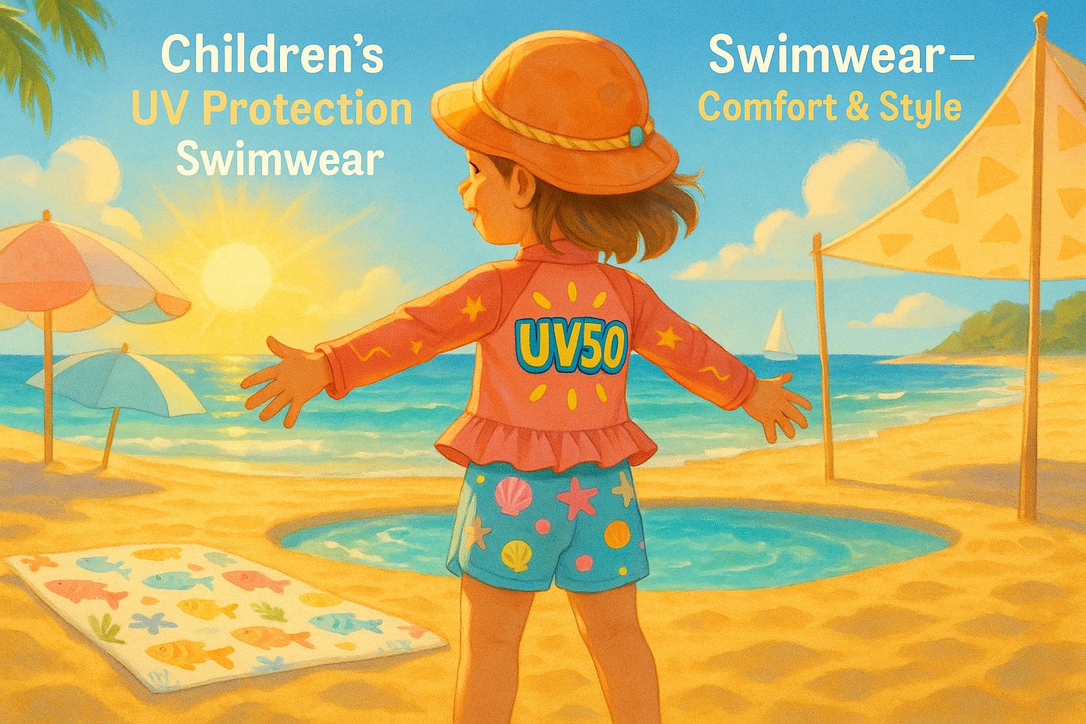 Biquini infantil premium UV50, tamanho 2‑16, tecido suplex light, secagem rápida, forro interno, conforto térmico e respirável para praia e piscina. (imagem gerada com inteligência artificial)
