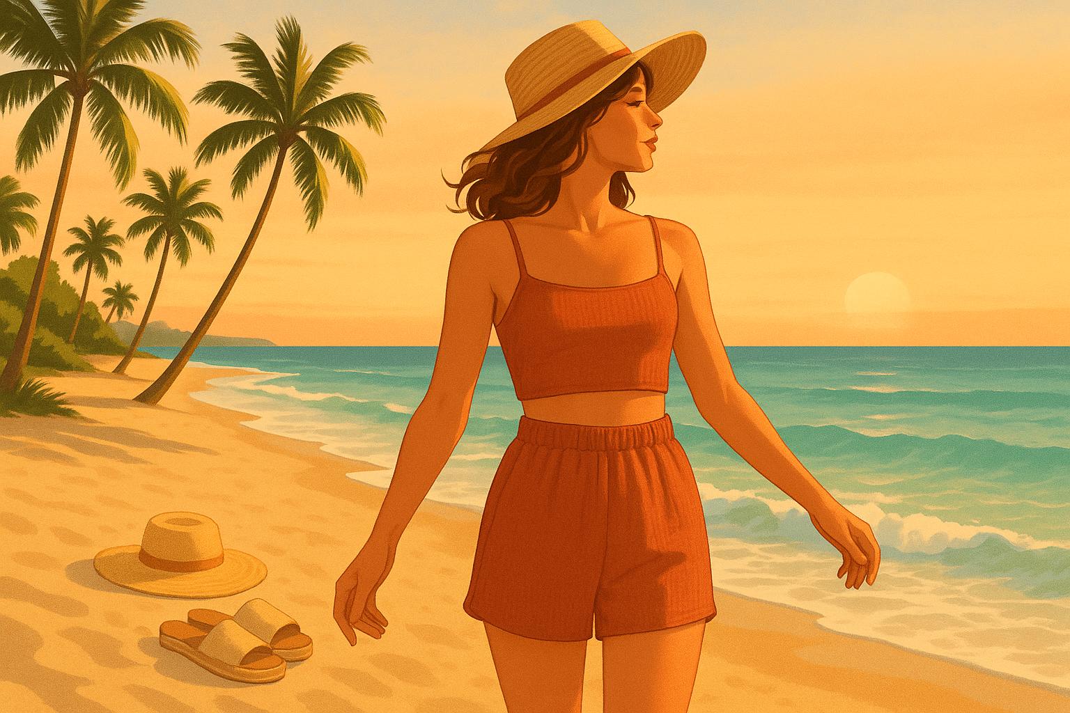 Kit 3 peças canelado: biquíni cortininha, short soltinho e top coordenado. Conforto, versatilidade e tendência alta para praia, piscina e looks casuais. (imagem gerada com inteligência artificial)