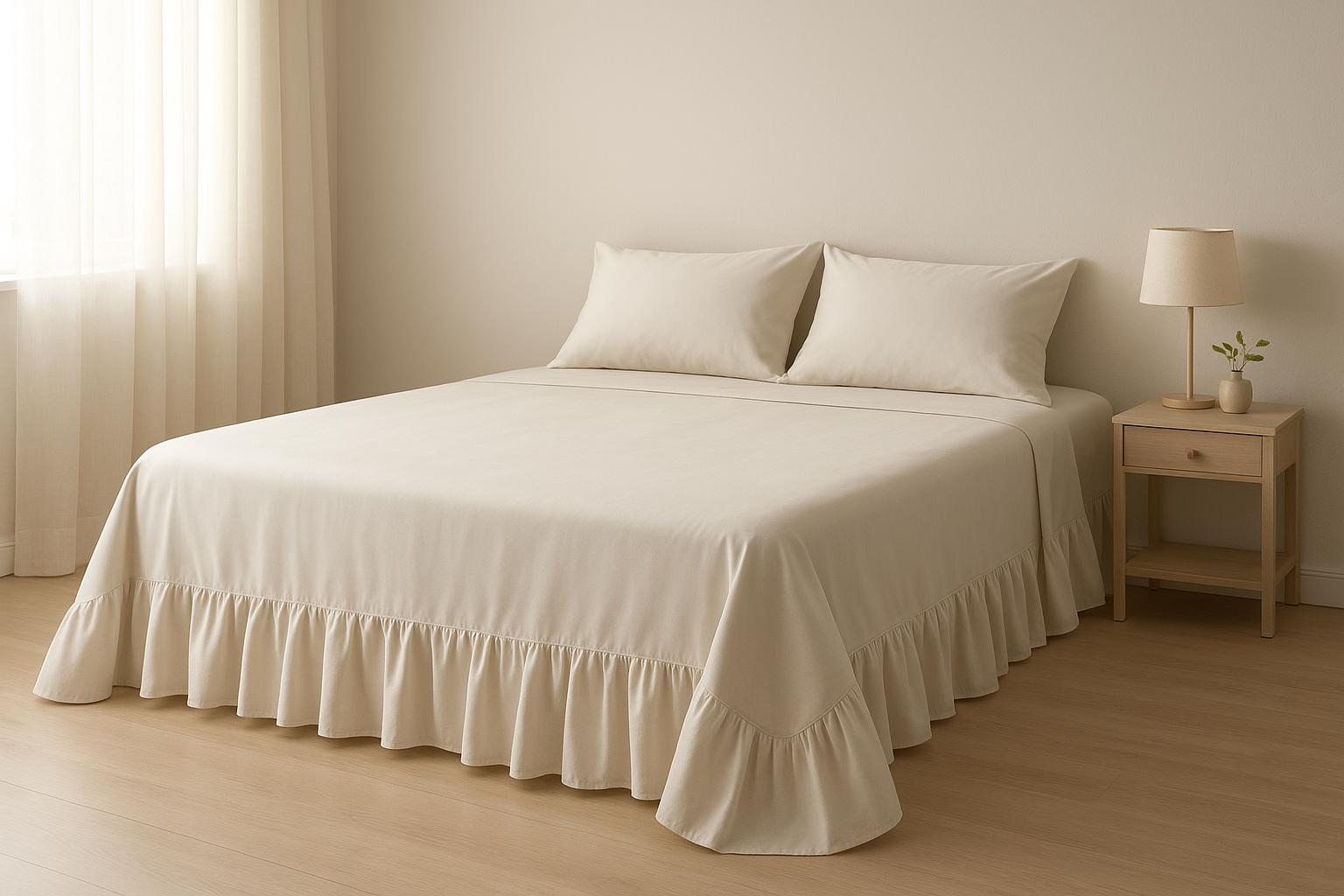 Kit 3 peças: colcha box babado + 2 fronhas, 100% algodão micropercal, caimento perfeito, toque macio, fácil lavar, elegante e preço acessível. (imagem gerada com inteligência artificial)