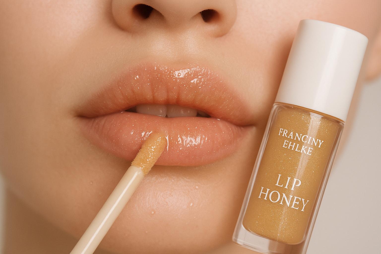 Lip Honey: gloss de mel da Franciny Ehlke que hidrata, brilha e mantém lábios macios, hipoalergênico, livre de parabenos e cruelty‑free. (imagem gerada com inteligência artificial)