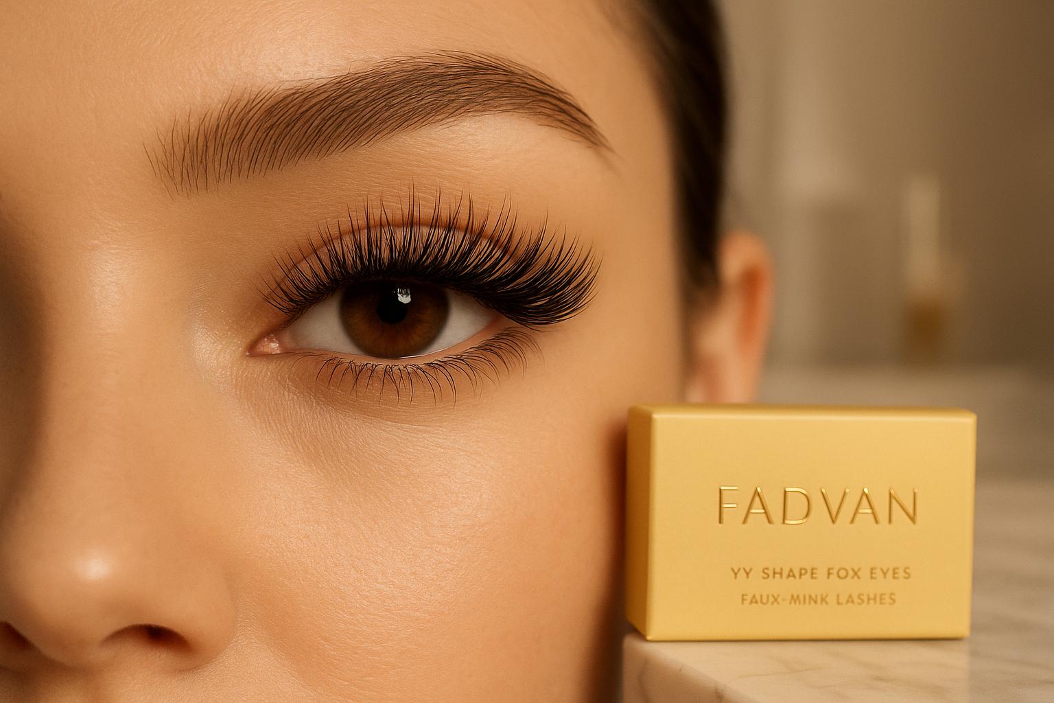 Pestanas Fadvan YY Shape: cílios Faux Mink, 12 linhas, volume de ventilador, 50% de aplicação mais rápida, 100% feitos à mão, natural e seguro. (imagem gerada com inteligência artificial)