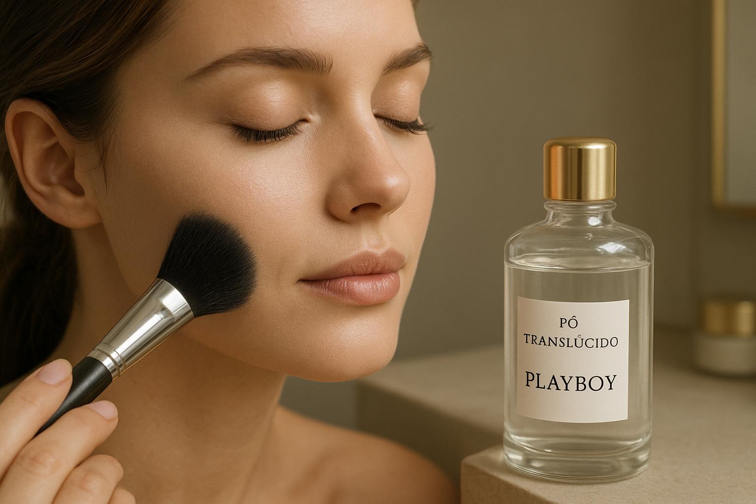 Pó Translúcido Solto Playboy oferece acabamento matte natural em 3 cores, leve e aveludado, ideal para selar a make, baking e fotos, ocultando poros e linhas finas. (imagem gerada com inteligência artificial)