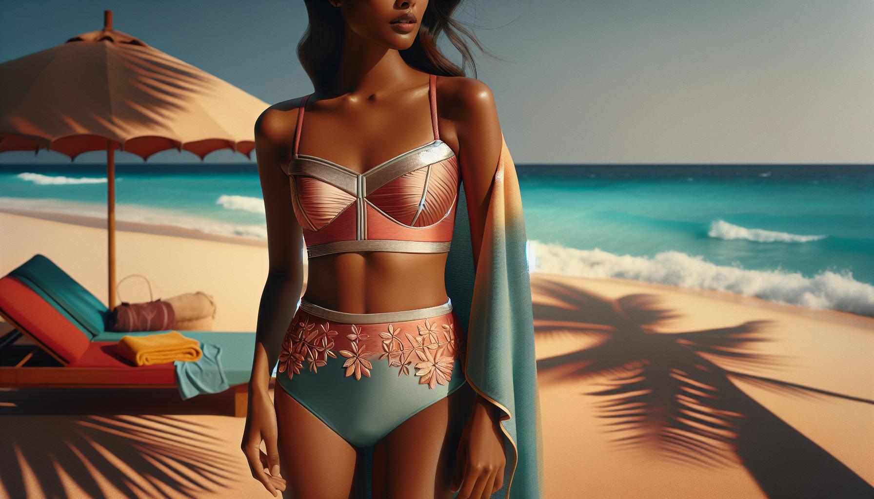 Descubra o biquíni cortininha com fio dental: ajuste personalizado, design, tecido leve, secagem rápida e cores vibrantes para o verão. Ideal para praia e piscina. (imagem gerada com inteligência artificial)