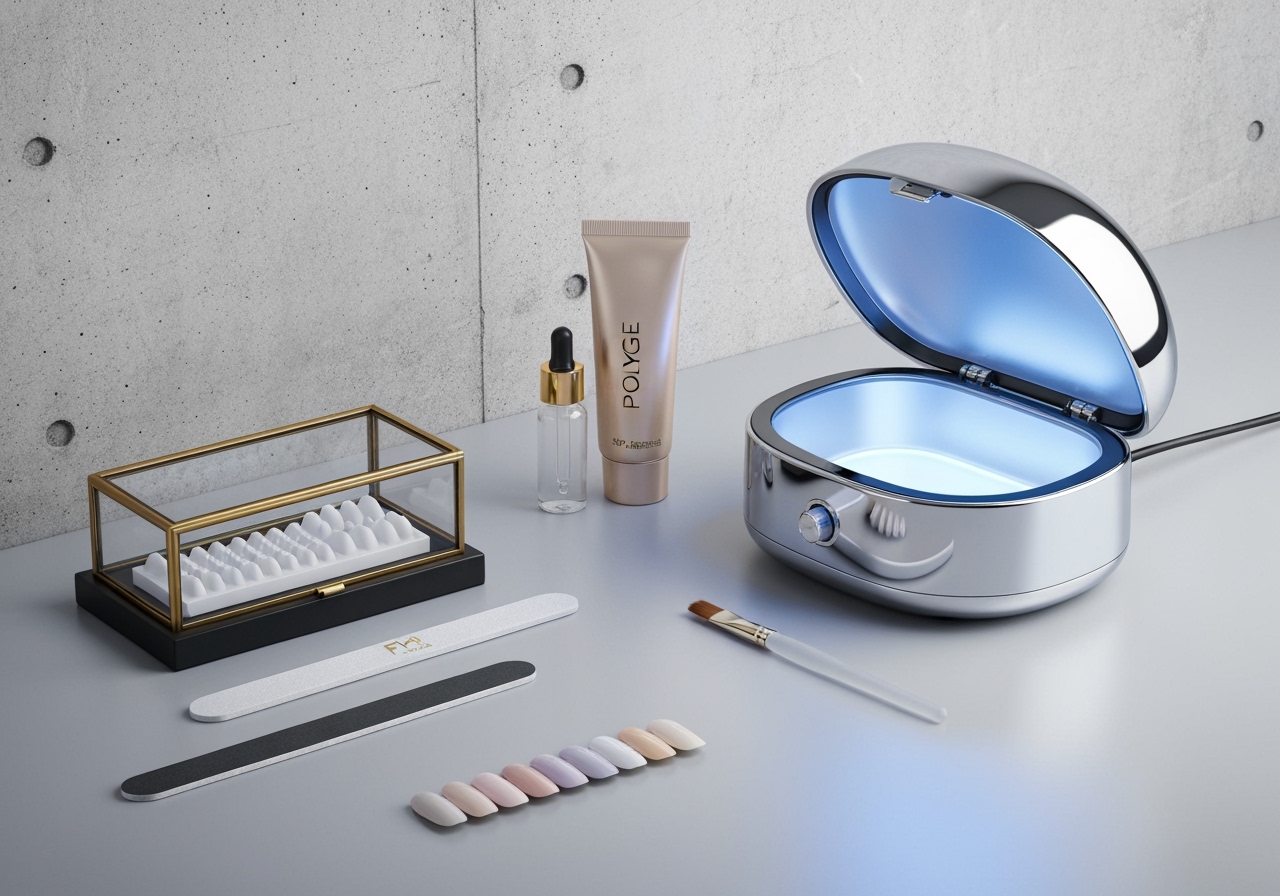 Descubra como o Kit Polygel Completo – molde F1, gel e acessórios – transforma seu alongamento de unhas em resultado profissional e duradouro. (imagem gerada com inteligência artificial)