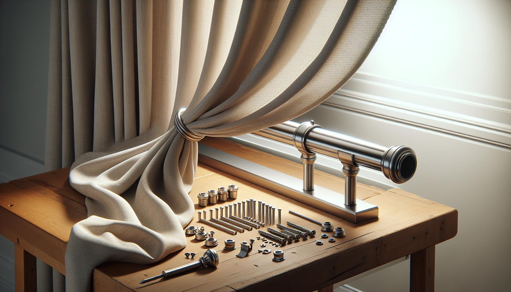 Kit varão cromado luxo em alumínio: 3m/2m, 28mm/19mm. Suportes, parafusos, buchas e ponteiras incluídos. Instalação rápida, acabamento elegante e entrega em até 3 dias. (imagem gerada com inteligência artificial)