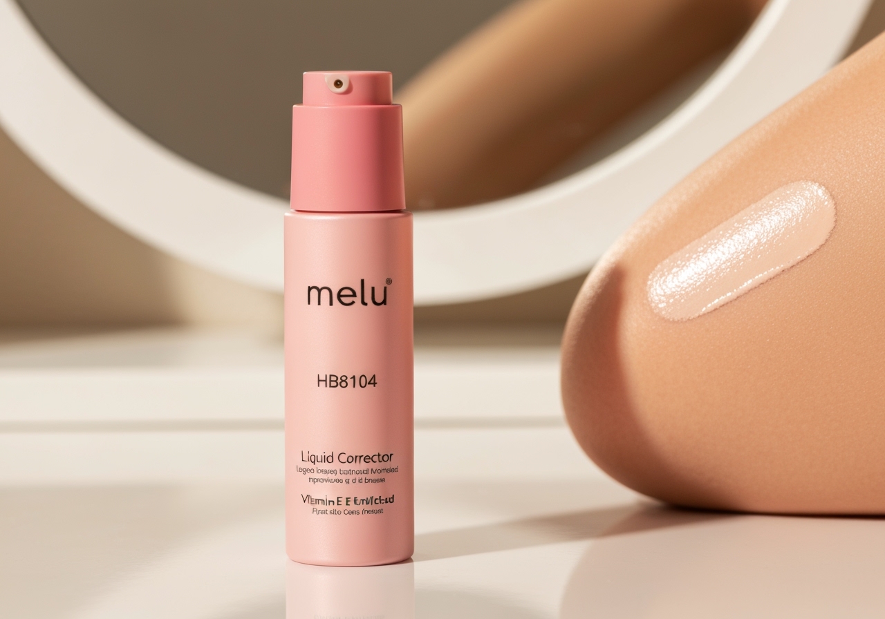 Descubra o Corretivo Líquido Melu da Ruby Rose, cobertura leve HB8104: correção impecável, acabamento natural, hidratação e proteção duradoura. (imagem gerada com inteligência artificial)