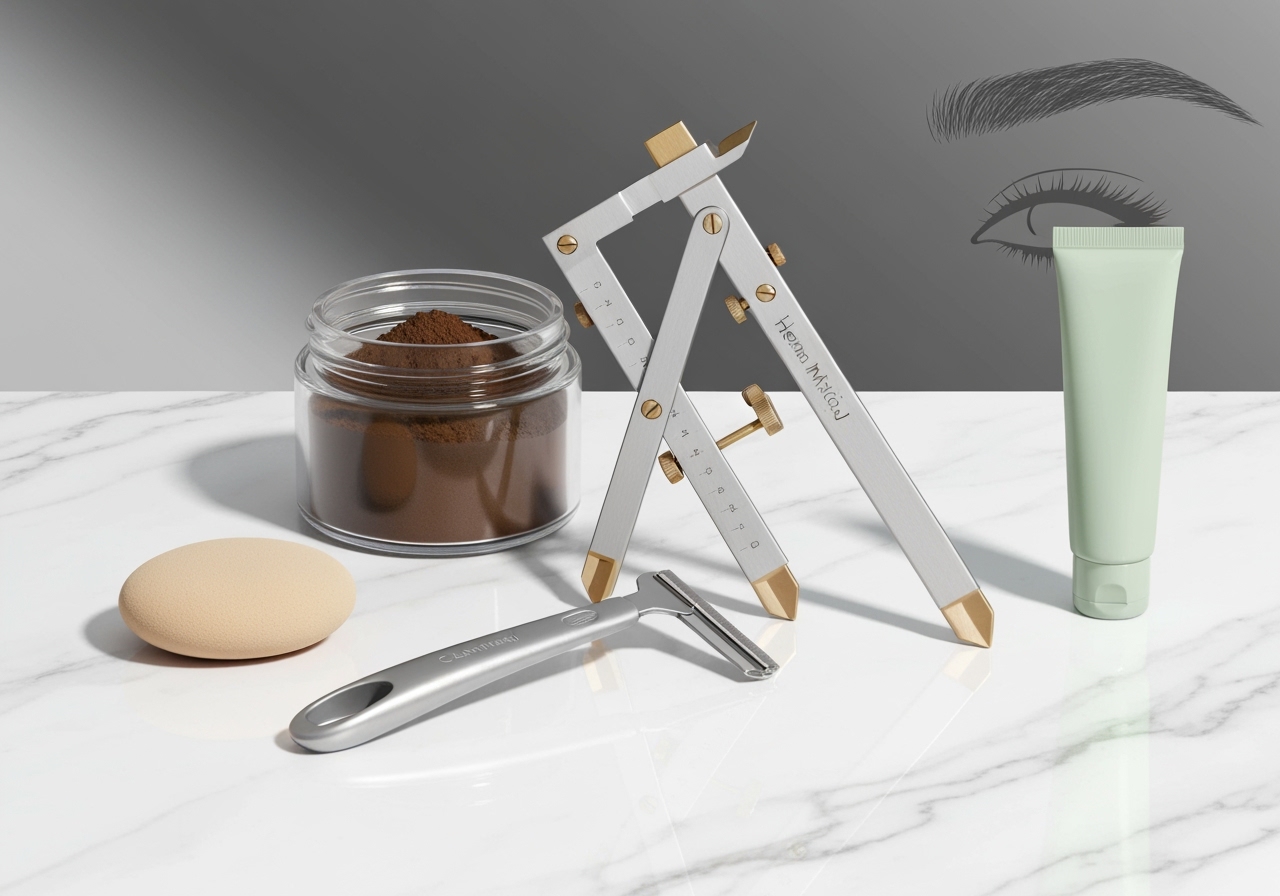 Descubra o Kit Design para Sobrancelhas Henna Makiaj: fórmula hipoalergênica, paquimetro preciso e navalha de precisão para sobrancelhas perfeitas e duradouras. (imagem gerada com inteligência artificial)