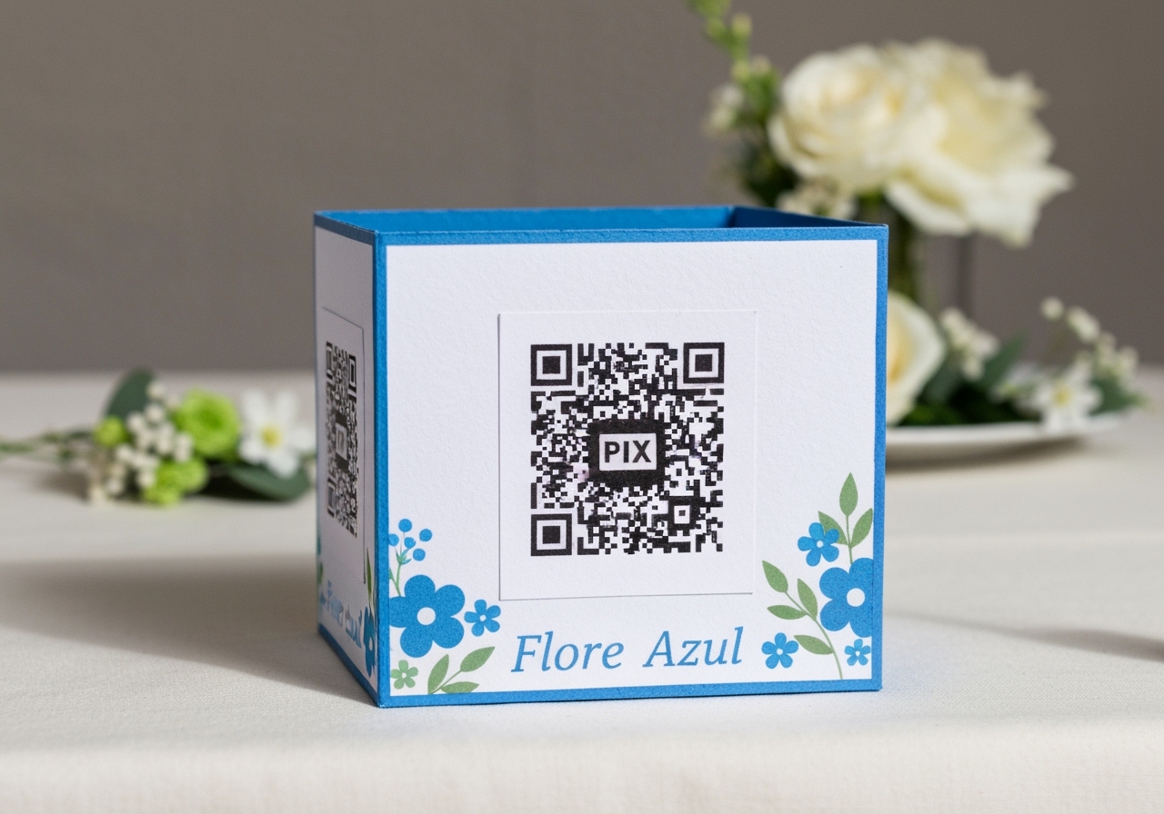 Procurando a melhor caixa PIX casamento? Descubra como a Operação Lua de Mel Flore Azul vai transformar sua festa, engajar convidados e render muito mais! (imagem gerada com inteligência artificial)