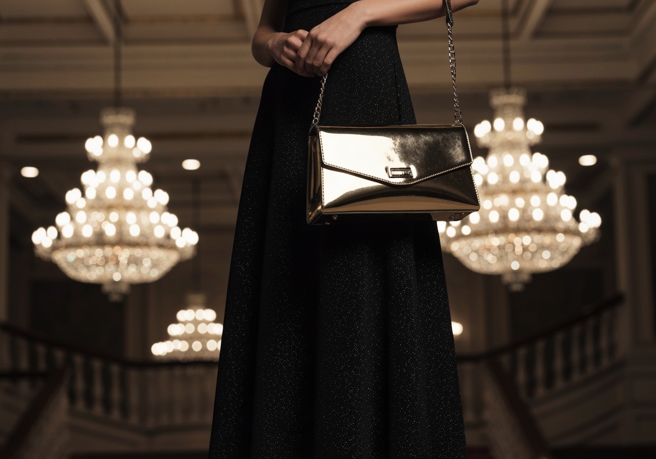 Procurando o acessório ideal? A bolsa baguete festa é a escolha perfeita para elevar seu visual. Clique e descubra como transformar seu look agora! (imagem gerada com inteligência artificial)