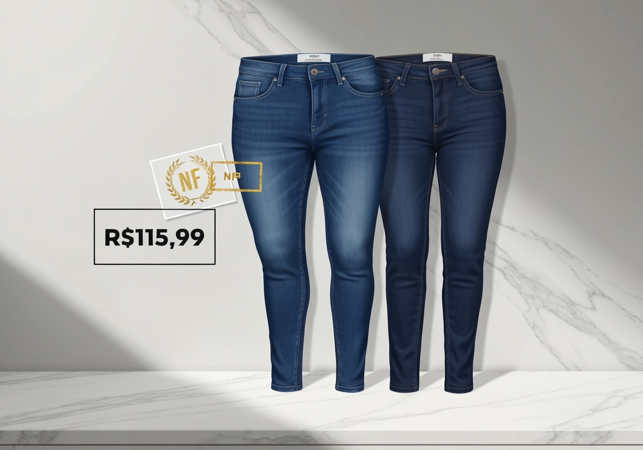 Procurando estilo e economia? A melhor escolha é comprar kit jeans! Leve peças com caimento impecável por apenas R$115,99. Clique e garanta o seu hoje mesmo! (imagem gerada com inteligência artificial)