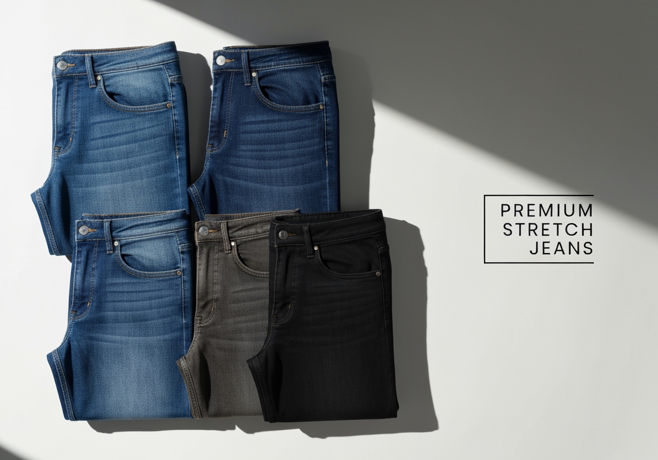 Procurando economia e estilo? Com um kit calças jeans, você multiplica suas opções de looks diários sem pesar no bolso. Descubra agora as melhores combinações! (imagem gerada com inteligência artificial)