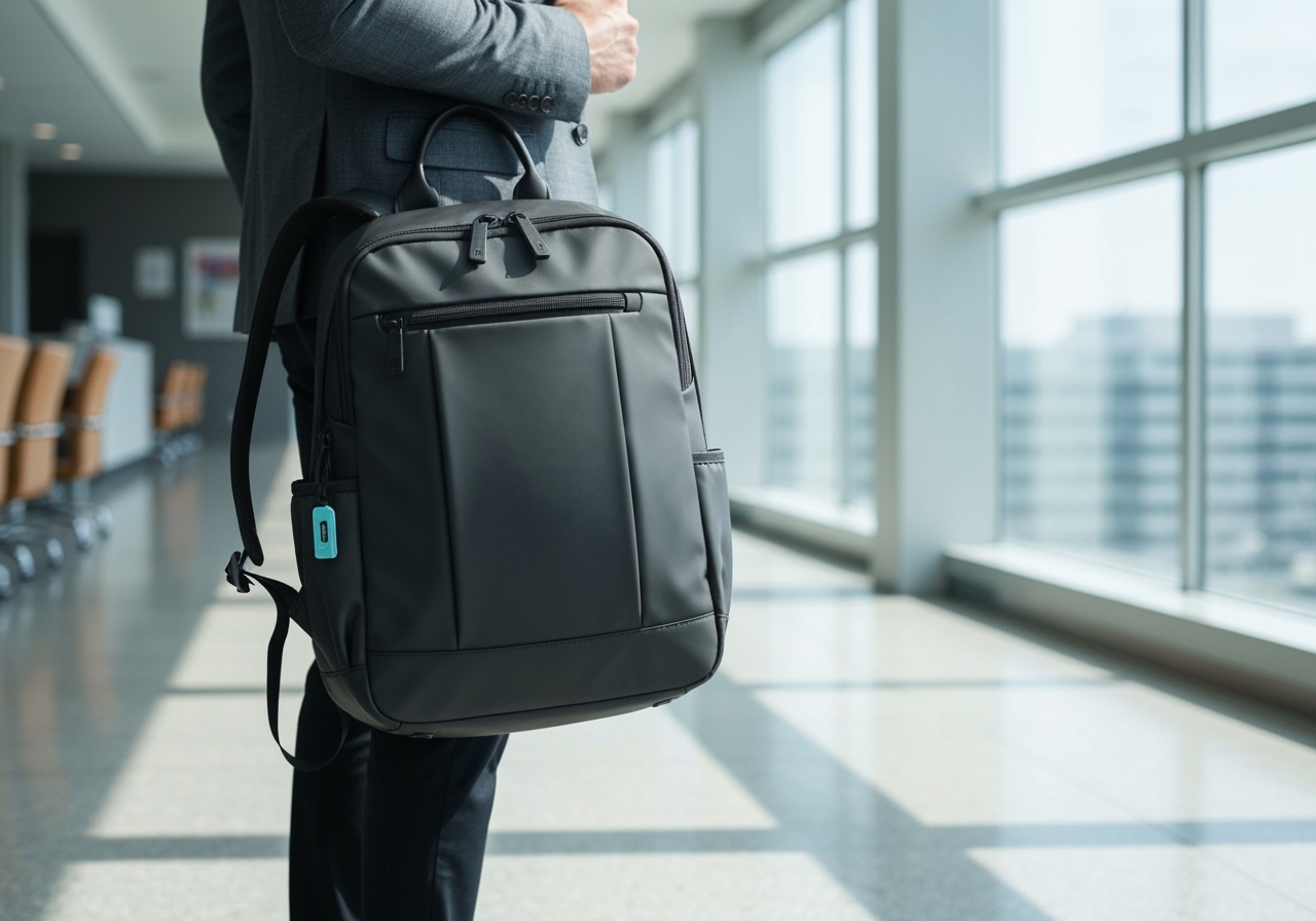 Buscando uma mochila executiva barata? Por apenas R$ 74,95, leve este modelo impermeável, com porta USB e grande capacidade. Clique e garanta a sua! (imagem gerada com inteligência artificial)