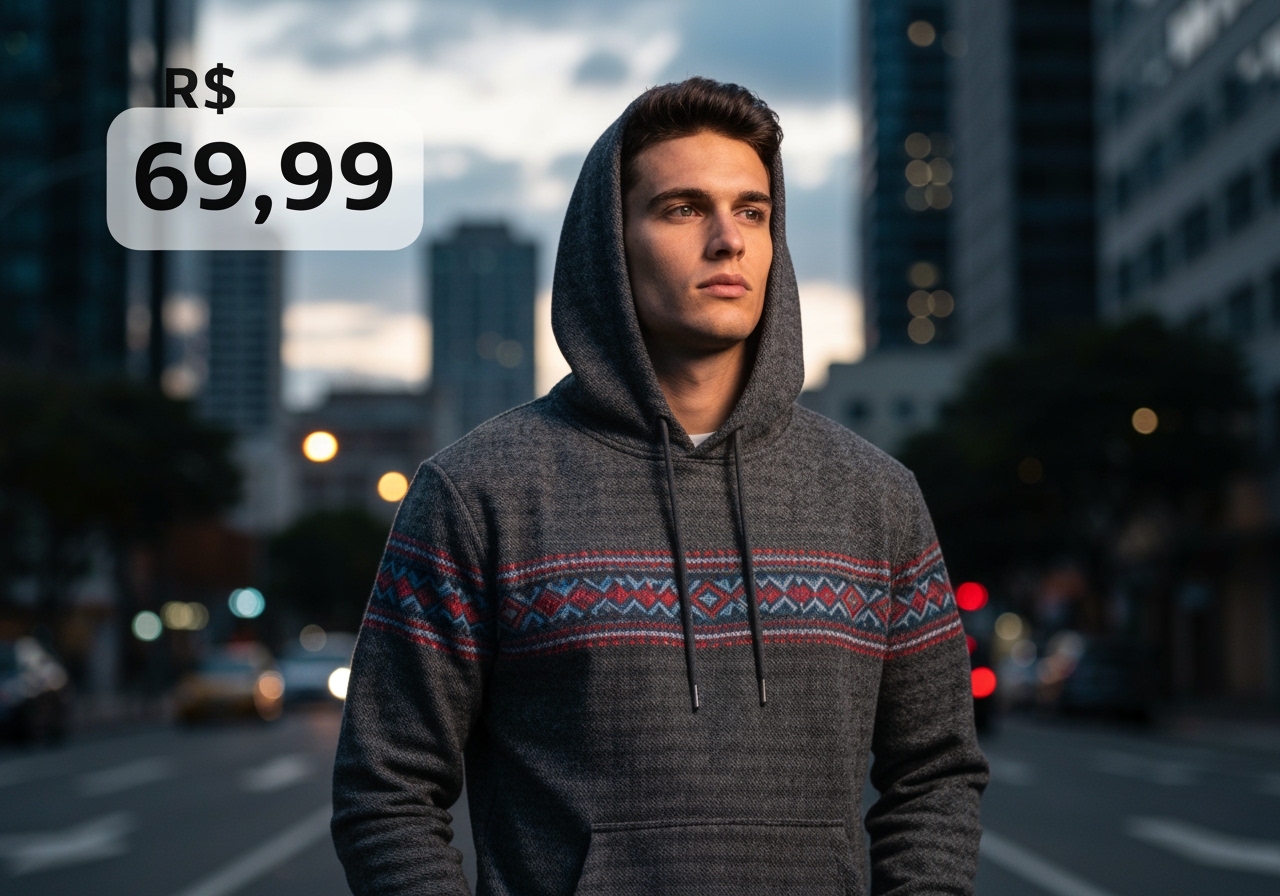 Descubra por que o moletom masculino flanelado virou queridinho do inverno: conforto real, estampa esporte e preço baixo. Testes, prós e contras. (imagem gerada com inteligência artificial)