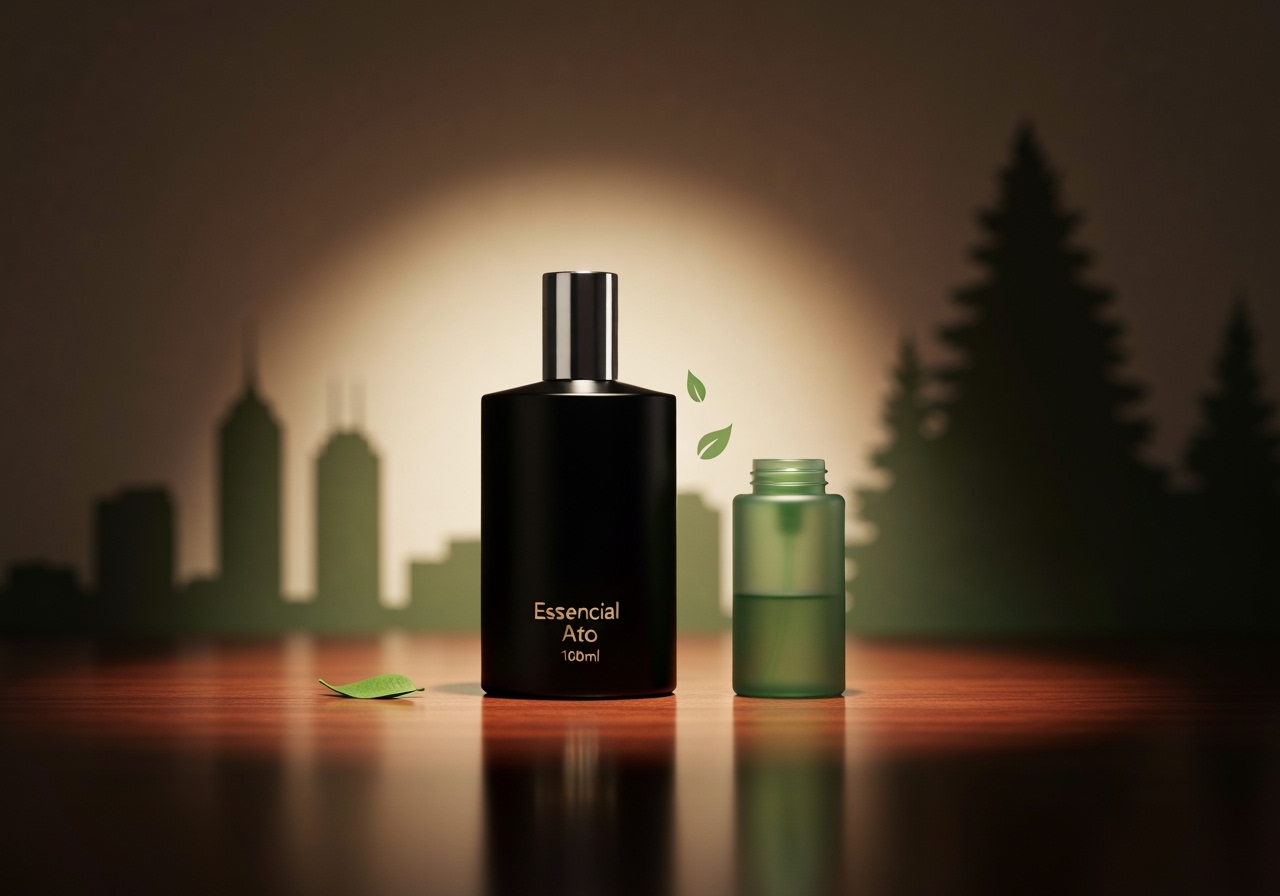 Garanta o seu Refil Essencial Ato Masculino 100 ml por apenas R$ 213,90. Reponha sua fragrância favorita com economia. Clique e aproveite a oferta agora! (imagem gerada com inteligência artificial)