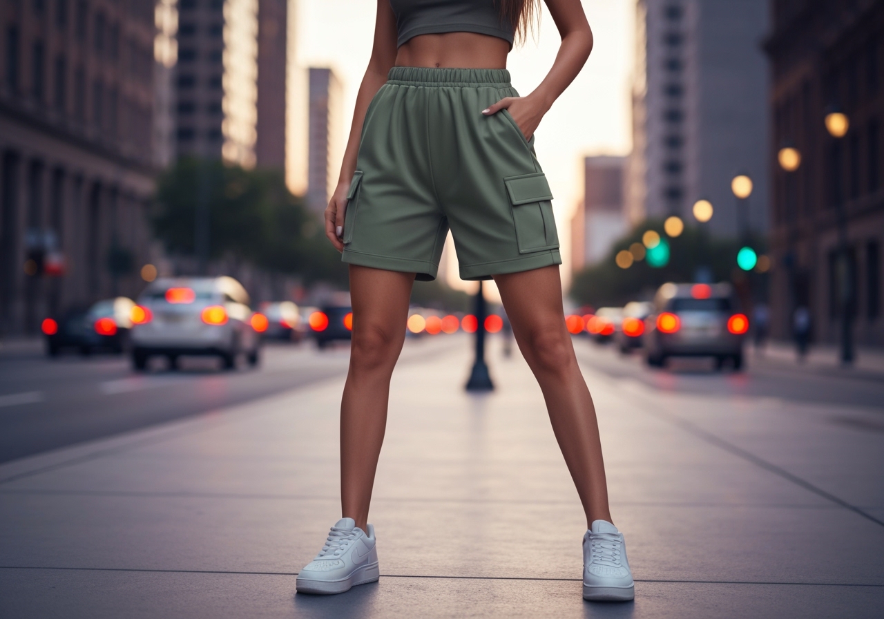 Descubra o conforto máximo com nosso short cargo feminino de moletom. Modelo soltinho em algodão, cores lisas e preço imbatível: só R$ 39,50. Garanta o seu! (imagem gerada com inteligência artificial)